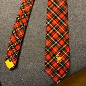 Boys Polo by Ralph Lauren Red and Black Plaid Tie, Vintage 1980s
